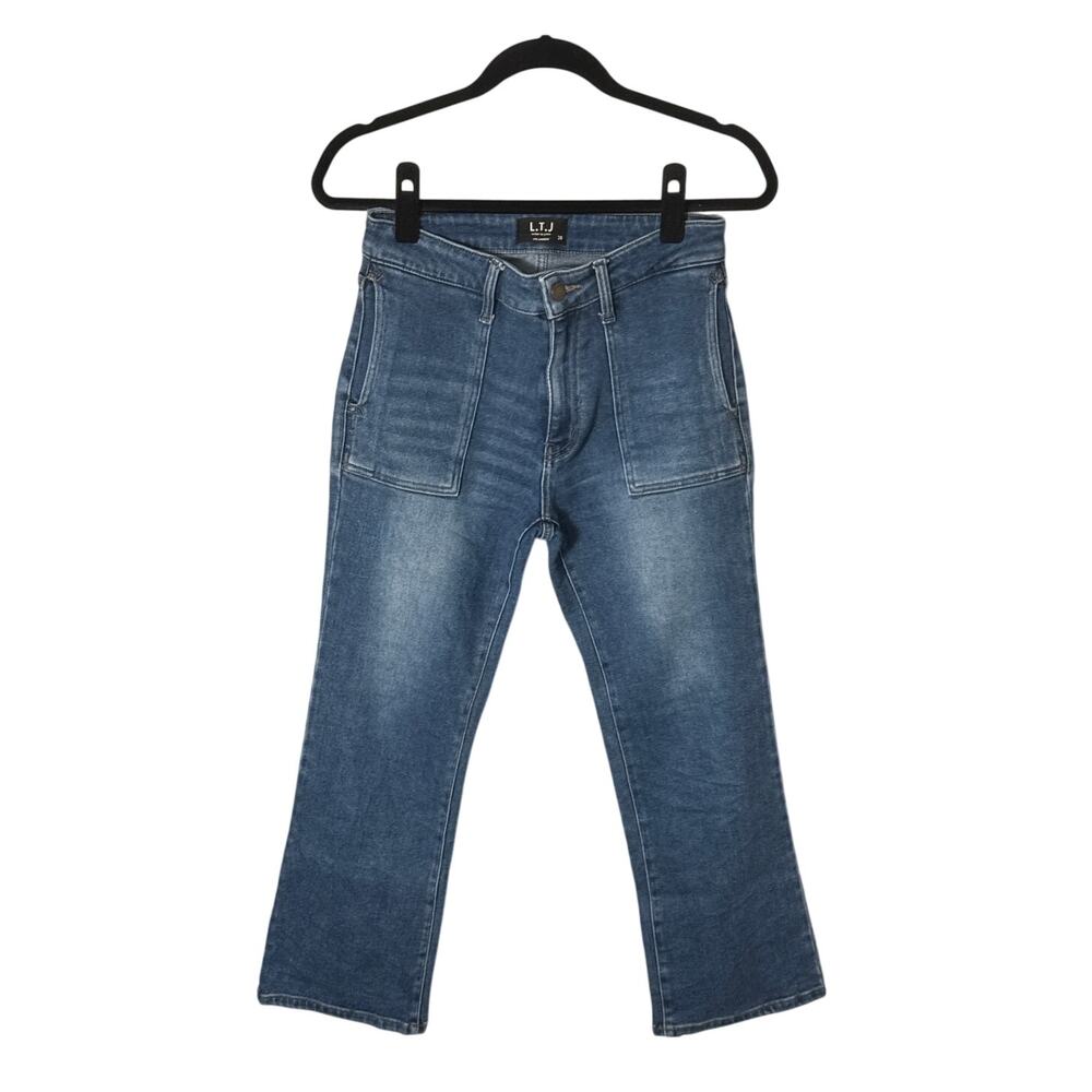 L.T.J. Letter To Juliet Straight Cropped Utility Pocket Medium Wash‎ Jeans Sz 28